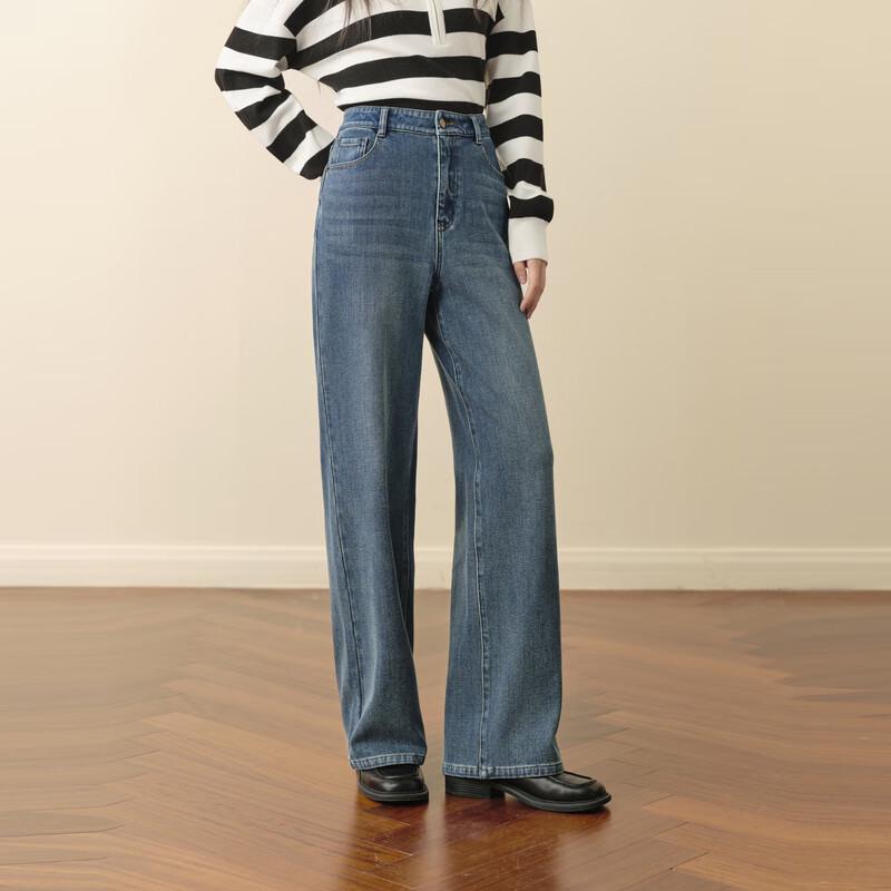 SEIFINI Four-Way Stretch Fleece-Lined Straight-Leg Jeans