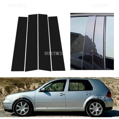 4pcs Glossy Black Pillar Post Carbon Fiber ForVW Golf 4 MK4 1997-2003 1998 1999 2000 2001 Window Door Deal B CCover Sticker