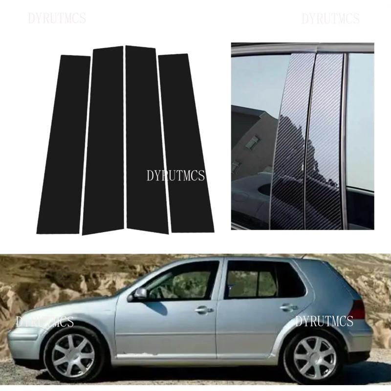 4pcs Glossy Black Pillar Post Carbon Fiber ForVW Golf 4 MK4 1997-2003 1998 1999 2000 2001 Window Door Deal B CCover Sticker
