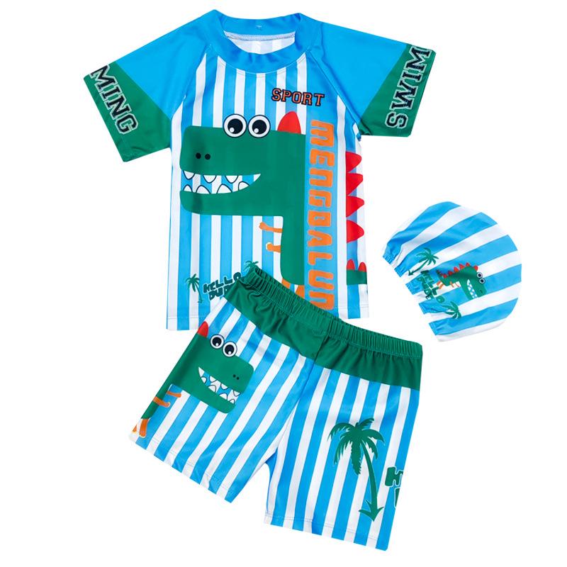 

Korean Children s Cute Dinosaur Quick-Dry Swimwear Set for Boys Large