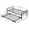 SucceBuy Twin/Full Size Daybed Frame Day Bed w/ Trundle and Charging Station w/Metal Slats Support for Living Room Easy Assembly