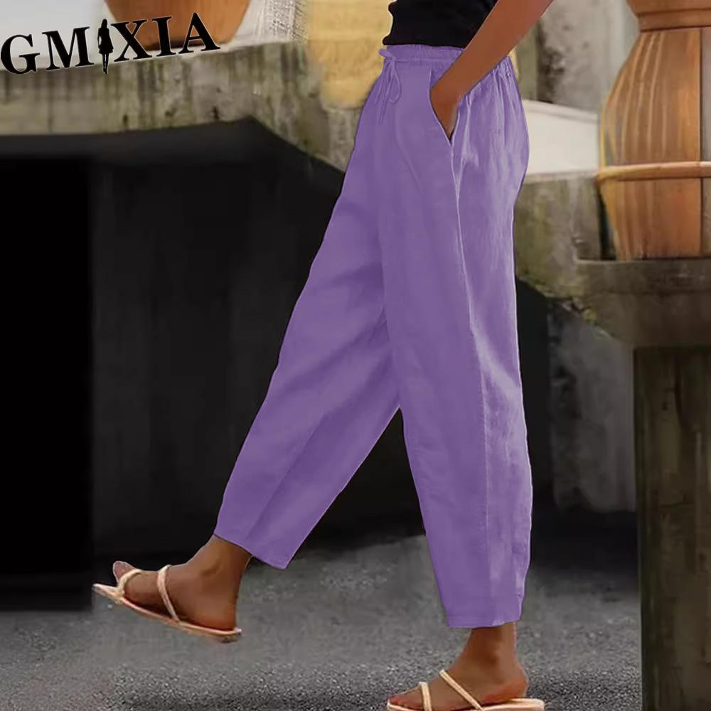 GMXIA Women's Fashion Casual Solid Color Print Pants & Capris Trousers