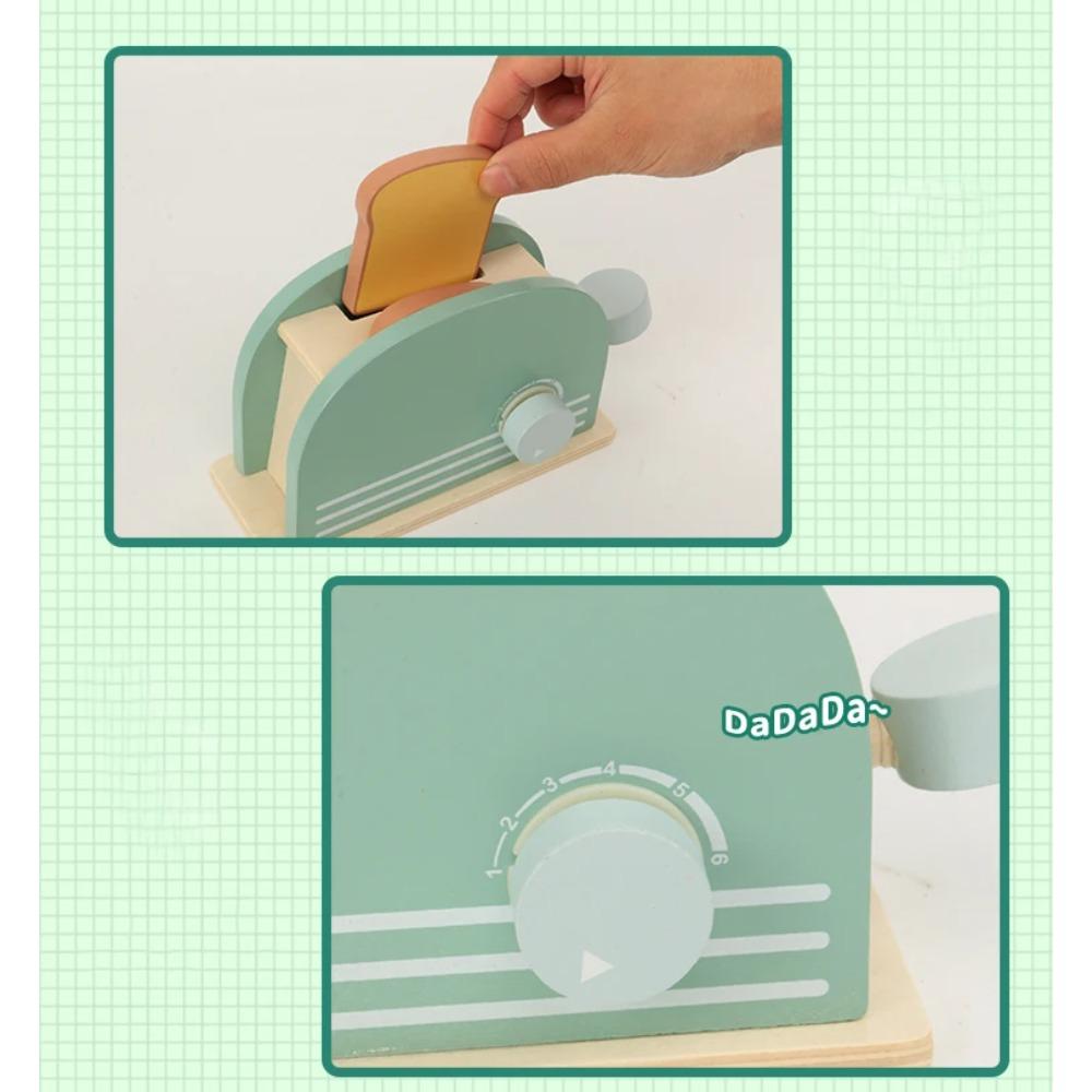 Wooden Simulation Kitchen Toy Set Pretend To Cook Play House Early Education Toy Bread Machine for Kids