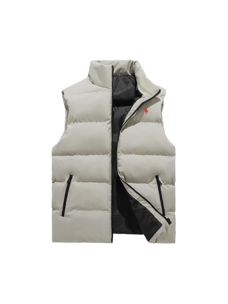 Men's Windproof Stand Collar Cotton Vest - Warm, Velvet-Lined, Casual Hong Kong Style for Autumn/Winter