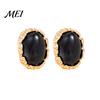 French Style Dangle Earrings 1 Pair Vintage Oval Stud for Women, Retro Statement Non Tarnish Alloy Gemstone Earrings, Gold Frame Chunky Stone Jewelry