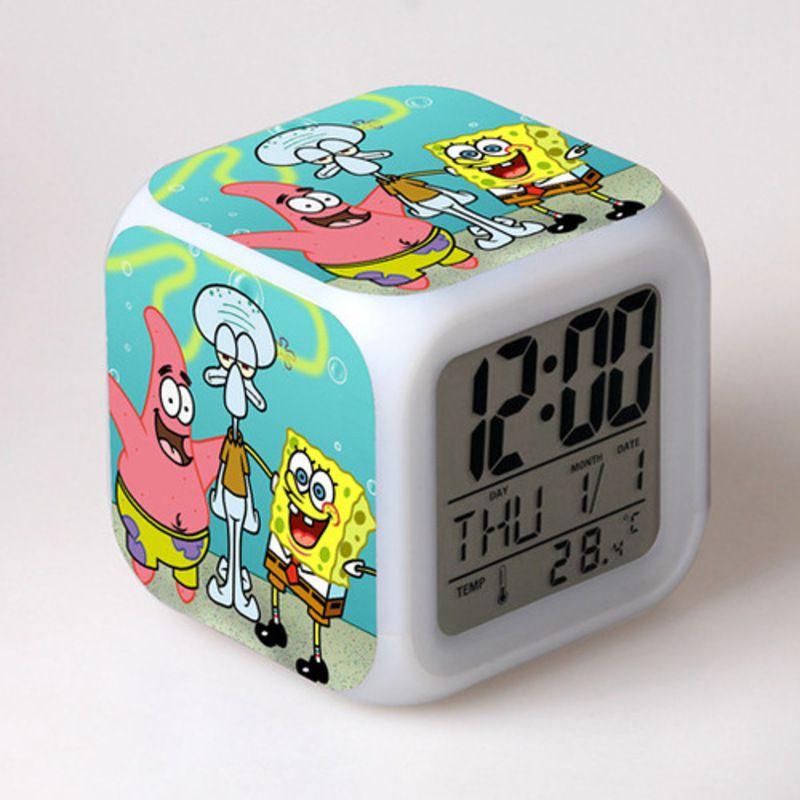 7 Color Glowing Digital Alarm Clock With Date Week Temperature And Snooze Functions