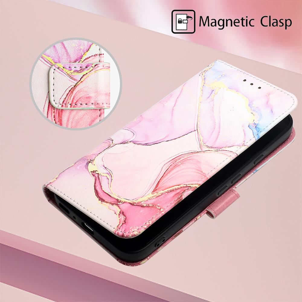 For Google Pixel 9/Pixel 9 Pro Case with Strap Marble Pattern Leather Phone Cover Card Holder