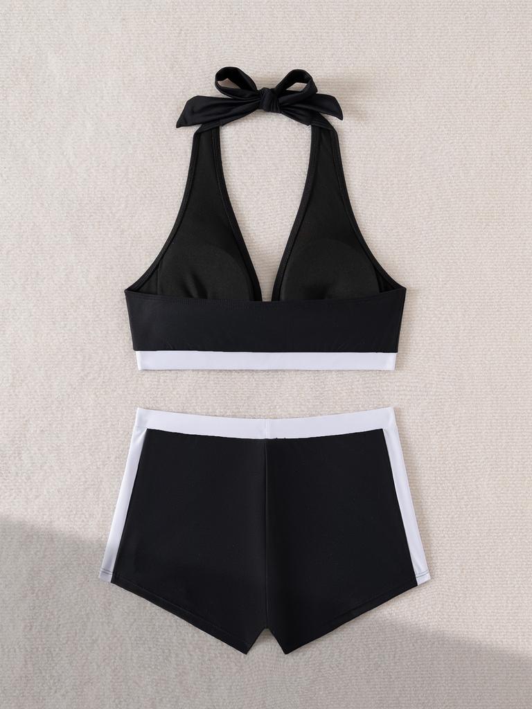 Damen High-Waist Zweiteiliger Bikini Badeanzug