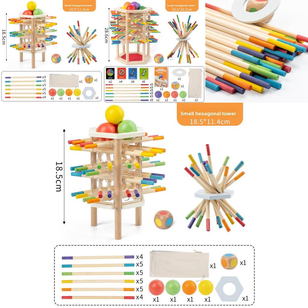 Baby Wooden Toys Puzzle Tower Balance Game For Toddlers Learning And Stacking