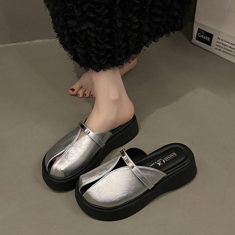European Station thick-soled bag head half slippers women's summer wear 2025 new fashion versatile one-pedal lazy sandals