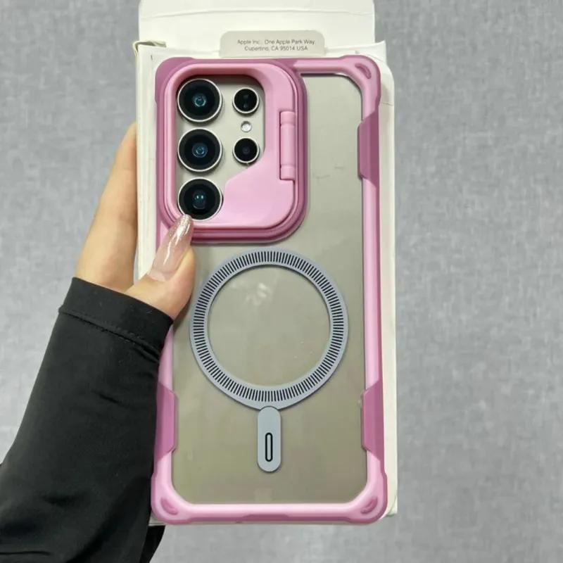 Militärpanzer für Magsafe Hülle für Samsung Galaxy S25 Ultra S24 Plus S25 Edge Kabelloses Laden Stoßfest Hartes Defender Cover