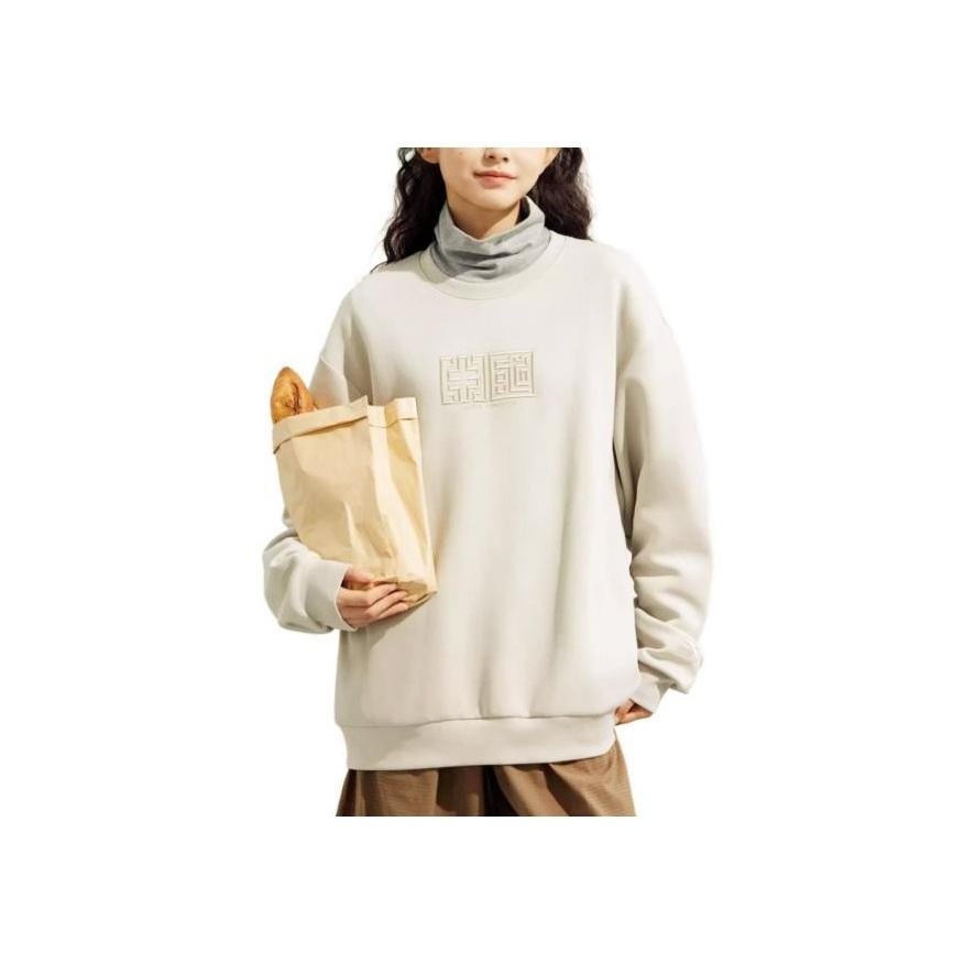 Anta Lifestyle Series Solid Color Round Neck Pullover Loose Sweatshirt Unisex sweatshirt Light-Gray 972338710-4