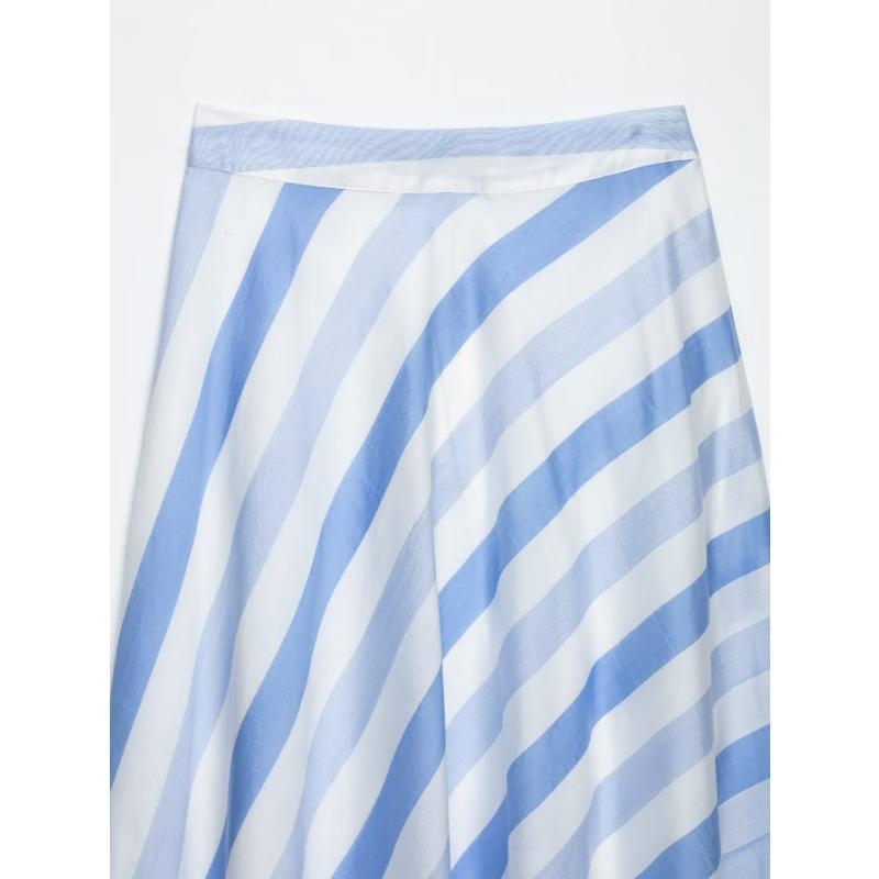 Women Striped Mid Length Straight Skirt Casual Daily Wear