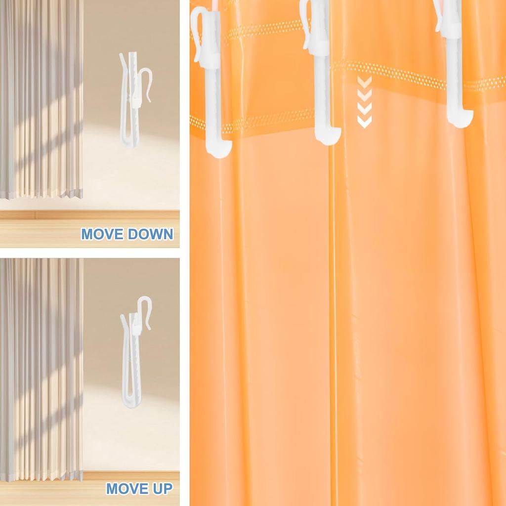 80 Pcs Plastic Curtain Hooks, Adjustable Pinch Pleat Hooks for Window Curta, Door-Curtain, Shower-Curtain (70mm/2.75inch)
