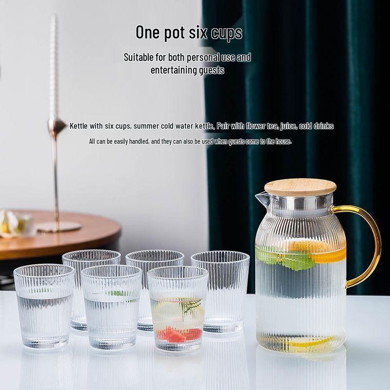

Vertical Stripe Borosilicate Glass Water Pitcher Set