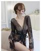 Babydoll Nightgown Sexy Popular Slip Mesh Lace Lingerie Summer [Pure Seek] Women's See-Through (Black)