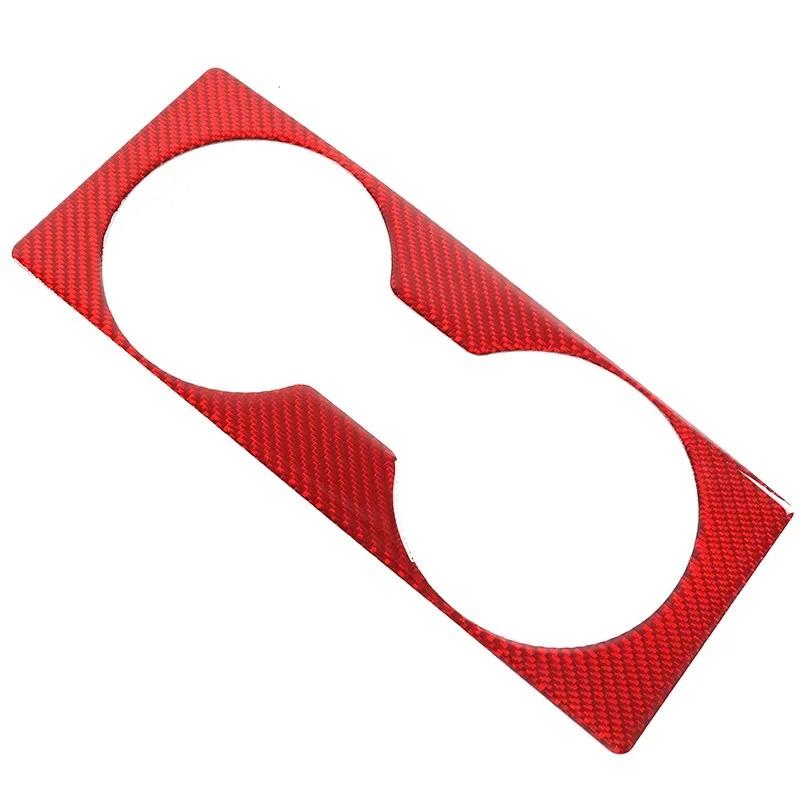 For Hummer H2 2003-2007 Soft Carbon Fiber Car Central Control Water Cup Holder Panel Decorative Sticker Interior Accessories Carbon Fiber(Red)