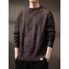 Men's 2025 Autumn Wool Sweater: High-End American Heavyweight Loose Cable Knit