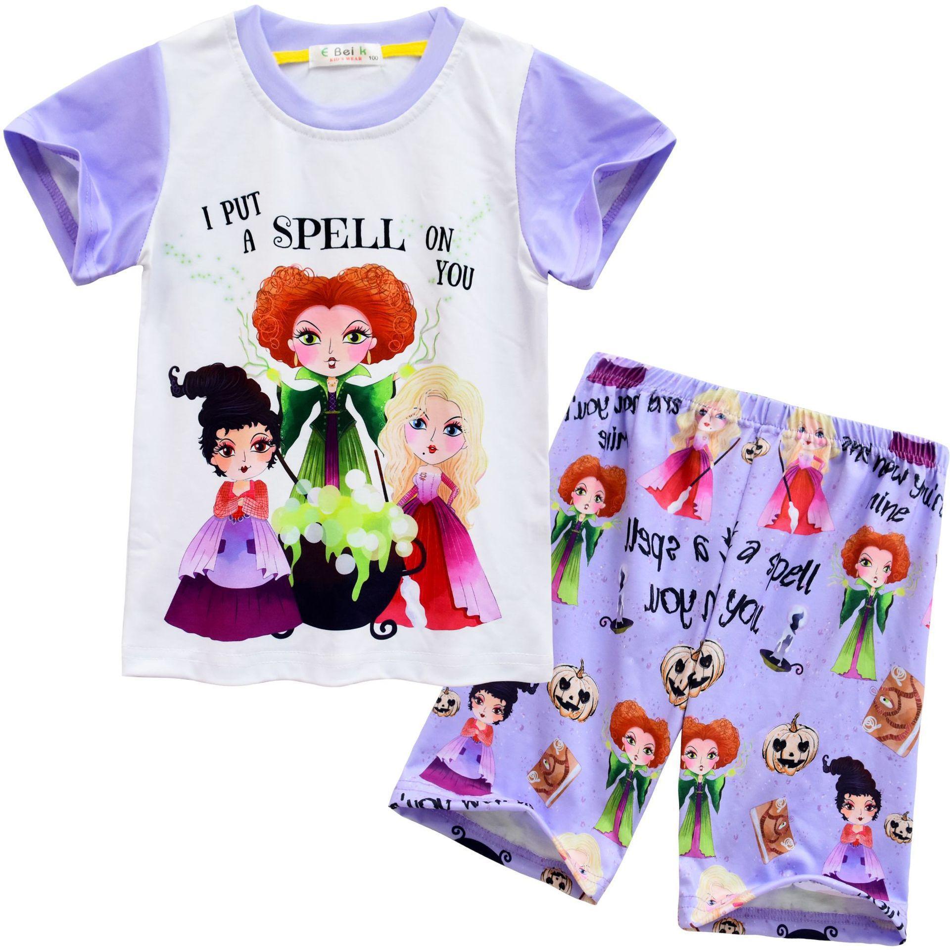 Short-Sleeved Cartoon Digital Printing, Middle-Aged And Older Children S Casual Short-Sleeved Loungewear Set 91002 110