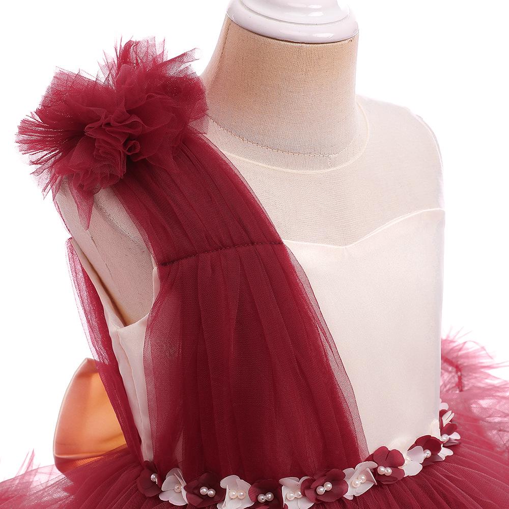 Children's Satin Mesh Tutu Skirt Princess Dress - Formal Wedding Flower Girl Attire