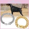 Coleira de Corrente de Aço Inoxidável Dourado Confortável de 19 mm para Cães com Elegante Padrão Xadrez