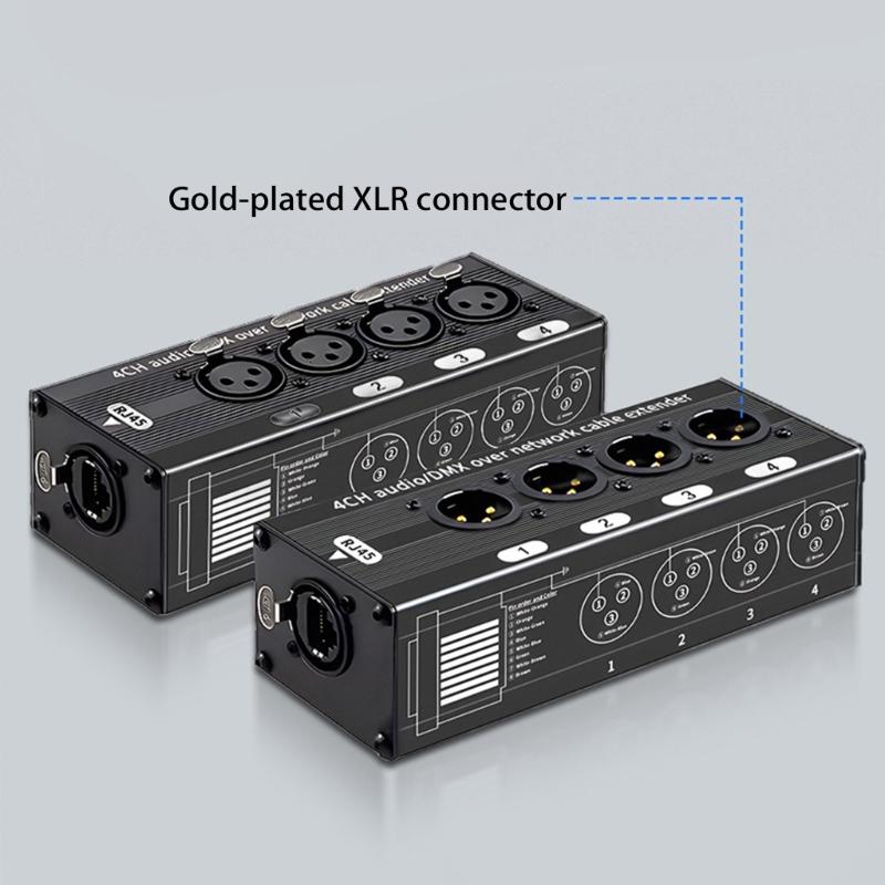 Professional 4 Port XLR Over Ethernet Converter For Noise Less Auditory Transmission Auditory Extender