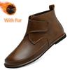 Fashion Handmade Business High Top Leather Shoe British Style Man Ankle Boots Versatile Casual Botas Winter Plush Warm Men Chelsea Boots