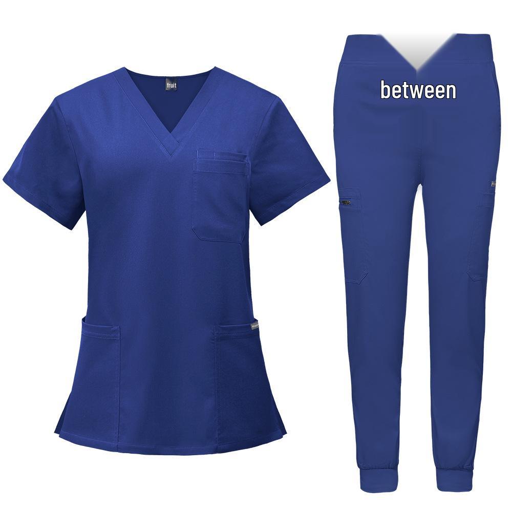 Double-Layer Multifunction Pocket Scrub Suit for Anesthesiologists - Short Sleeve, Long Pants Set