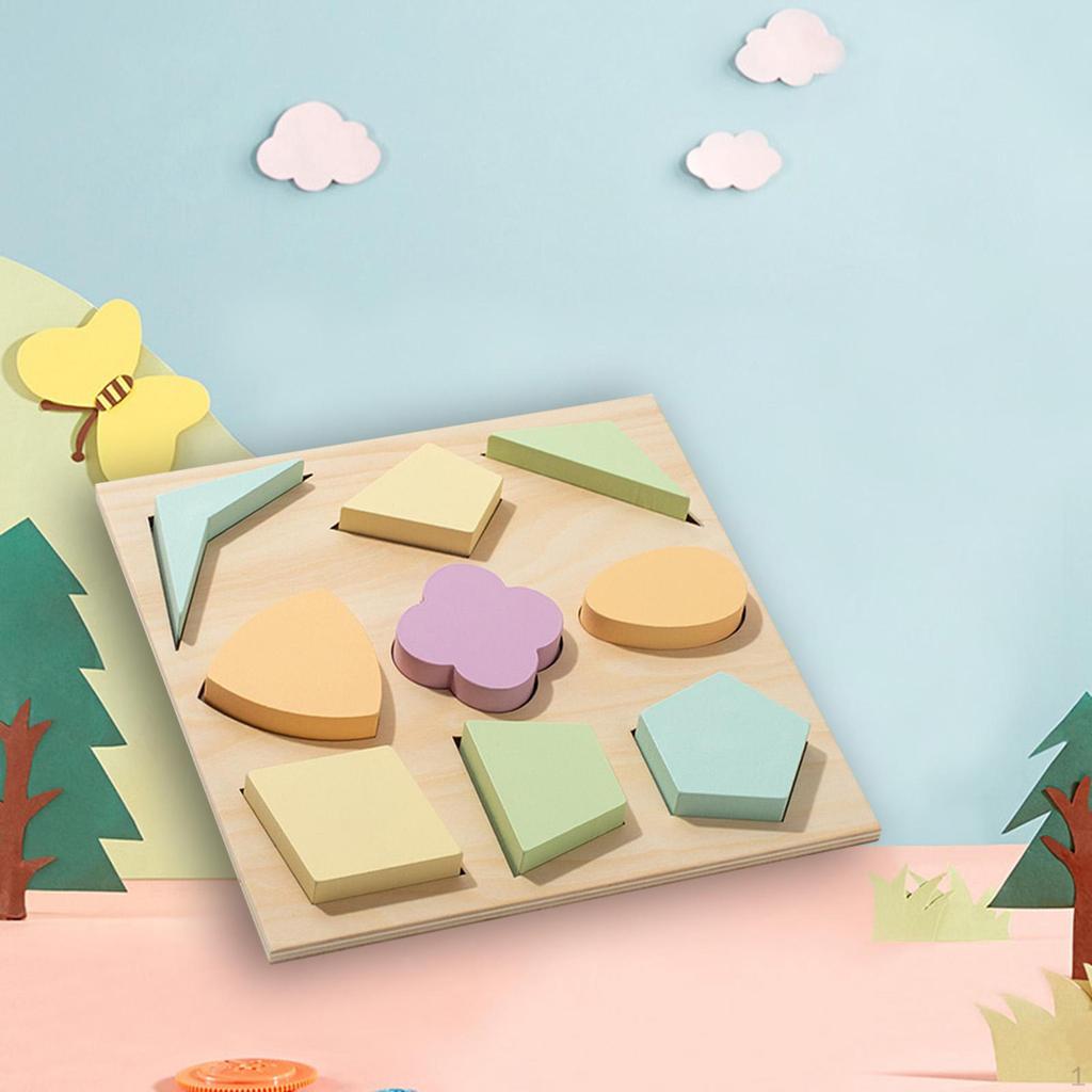 Shape Puzzle Wooden Geometric Toddler Preschool Learning Materials Toy for
