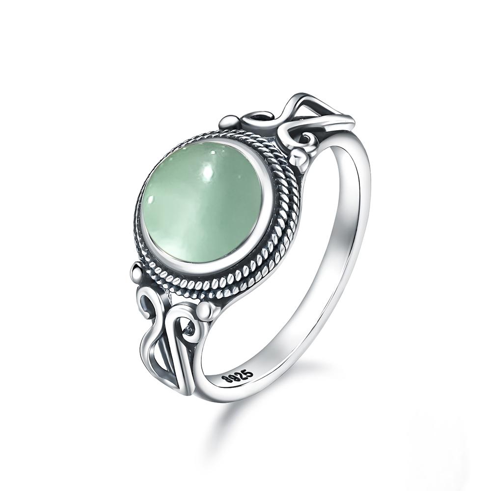 Pierścionek ze srebra sterlingowego z czarnym onykssem Vintage Prosty minimalistyczny styl Okrągły kształt Kamień naturalny Czarny pierścionek Biżuteria dla kobiet