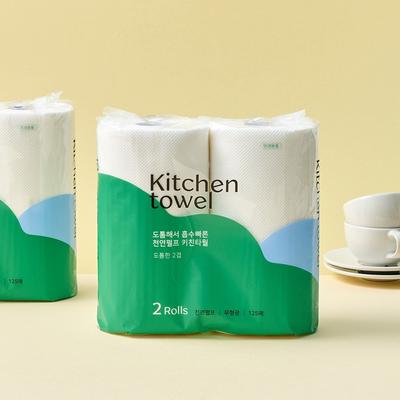 Daily Natural Pulp Kitchen Towels (125 Sheets, 2 Rolls)_DY0725009