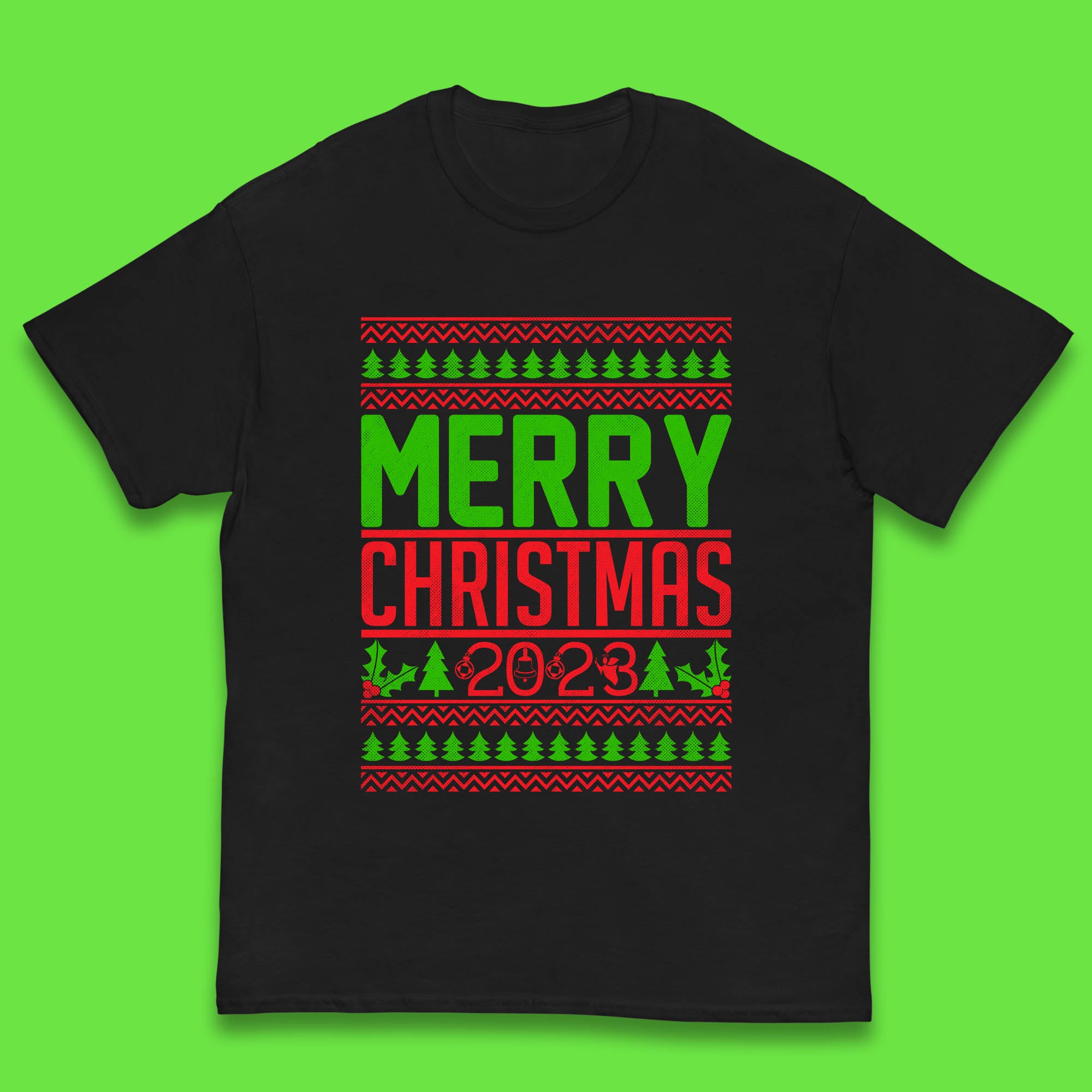 Merry Christmas 2023 Winter Holiday Festive Celebration Xmas Gift Kids T Shirt 160