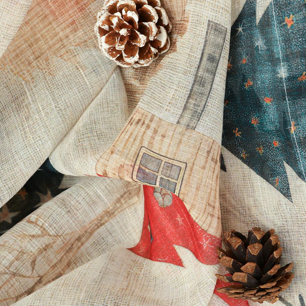 2PC Christmas Day Decoration Christmas Tree Translucent Curtains and Window Screens, Suitable for Living Room, Bedroom, Party, W