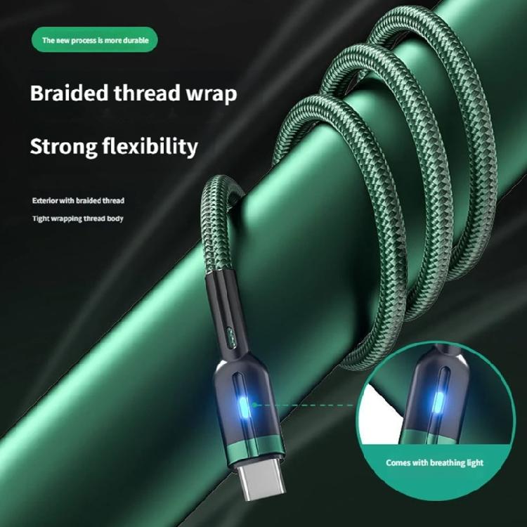 Reinforced Braided USB C Data Cable Equipped With Lighting Function And Auto Stop Charging When Full