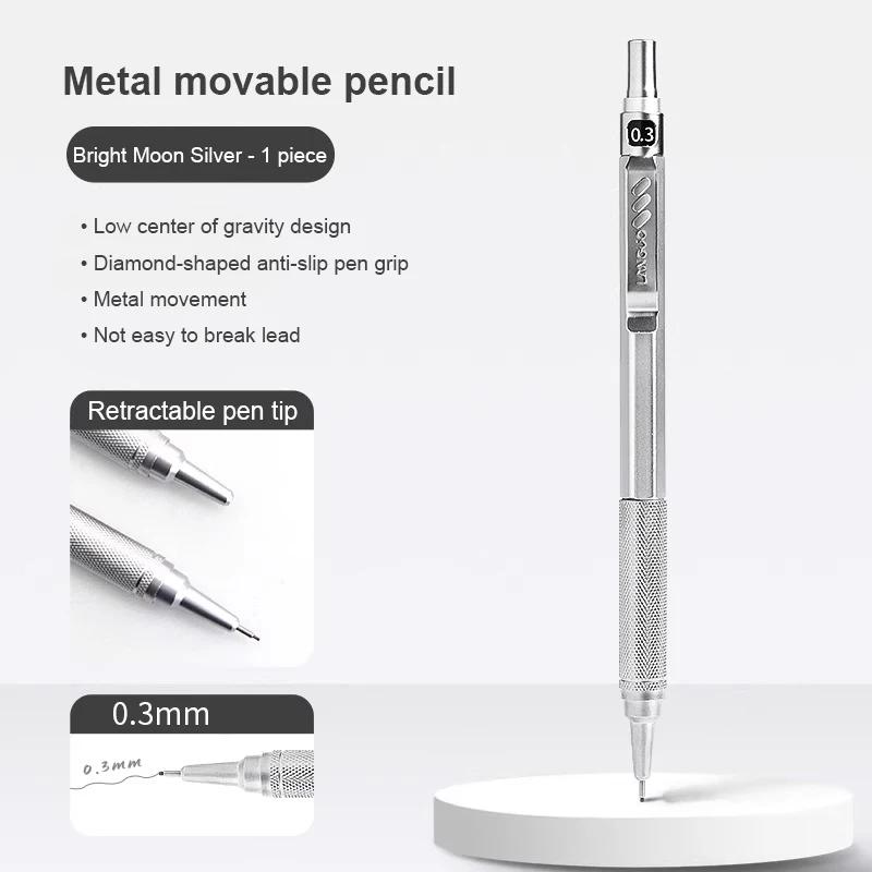 Low Center of Gravity Metal Mechanical Pencil Set 0.3-0.7mm Lead Refill Automatic Pencil Art Sketch Painting Writing Stationery
