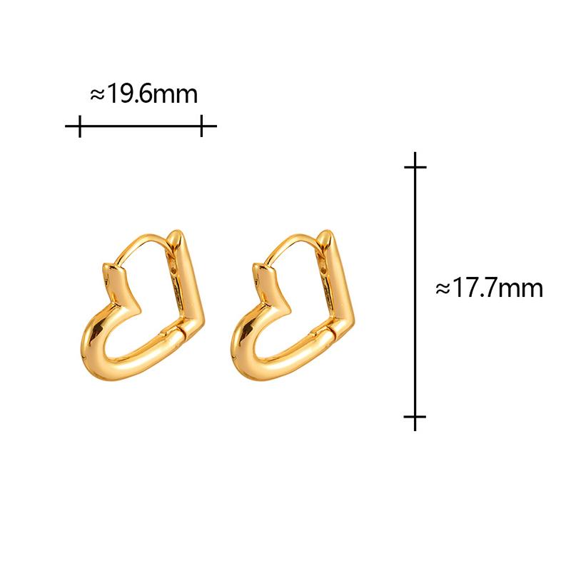 PONYKISS Tibetan Silver 18K Gold Plated Minimalist Heart Hoop Earrings for Women Cute Fashion Light Luxury Accessories