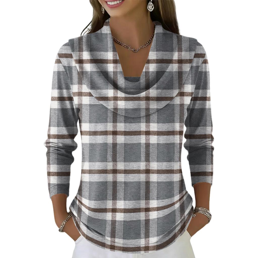 Women's Casual And Fashionable Round Neck Long Sleeved Printed Top Sweater
