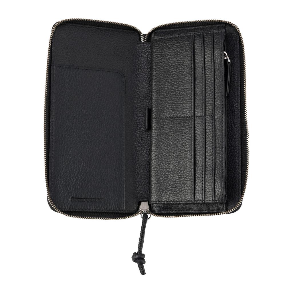 EMPORIO ARMANI Wallet with Logo Y4R169 Y068E Full-Zip Plate, 80001, Black, Unisex, Women's [Used]