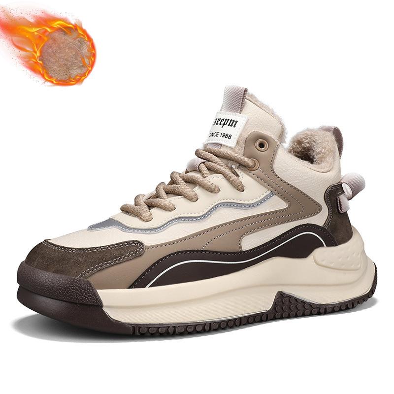 Мужские зимние теплые ботинки до щиколотки водонепроницаемые со шнуровкой с подкладкой из искусственного меха зимние ботинки для мужчин обувь без застежек для прогулок на открытом воздухе походов работы высокие кроссовки 44 2980₽