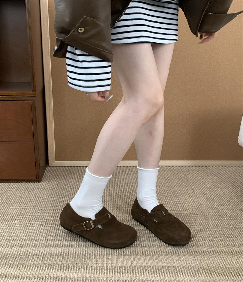 3CM Thick-soled Bag Head Half Slippers Women's Autumn New Mori Retro Lazy Soft Ugly Cute Shoes