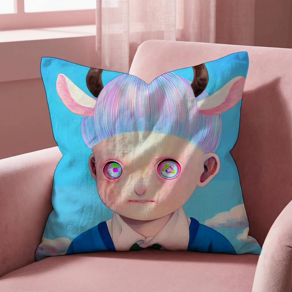 

H-Hikari Shimoda IllustrationS Cushion Cover Multi-Scene Pillow Cover for Home & Car - Reversible, Soft & Durable for Daily Use 30cmx30cm