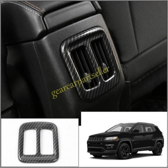 For Jeep Compass 17-2021 Carbon Fiber Rear AC Air Outlet Vent Cover Trim 1pcs
