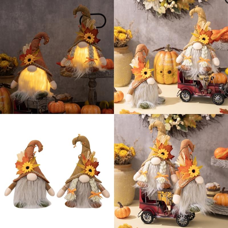 Stylish Glowing Hat Doll Ornament Beautiful Glowing Doll Ornament with Bendable Hat for Thanksgiving Pleasure