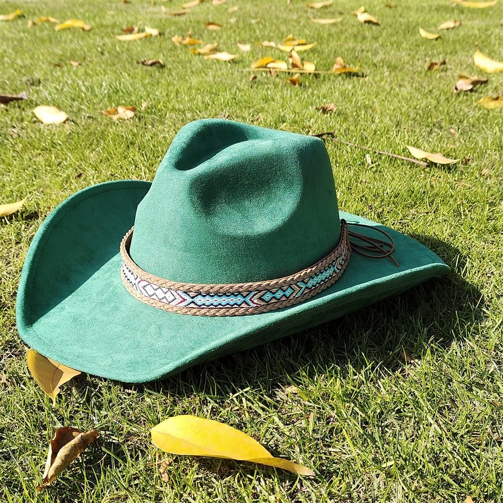 Nowy klasyczny zamszowy kapelusz fedora kowbojski z szerokim rondem 9,5 cm dla mężczyzn i kobiet, modny kapelusz podróżny na imprezę, sombrero vaquero