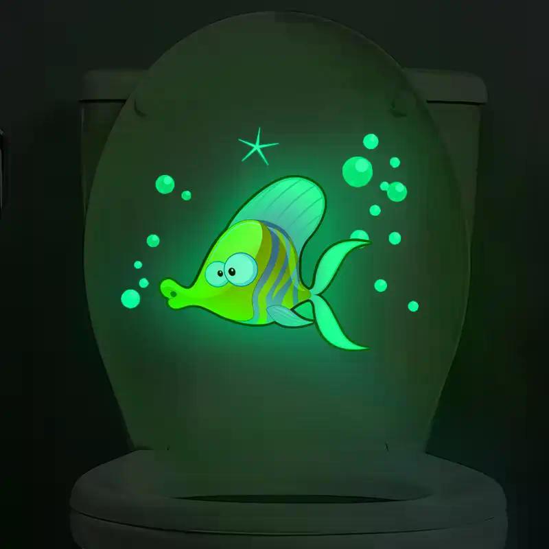 Glow-In-The-Dark Fish Toilet Stickers Luminous Wall Windows Car Stickers Self-Adhesive Removable PVC Decals Home Decor