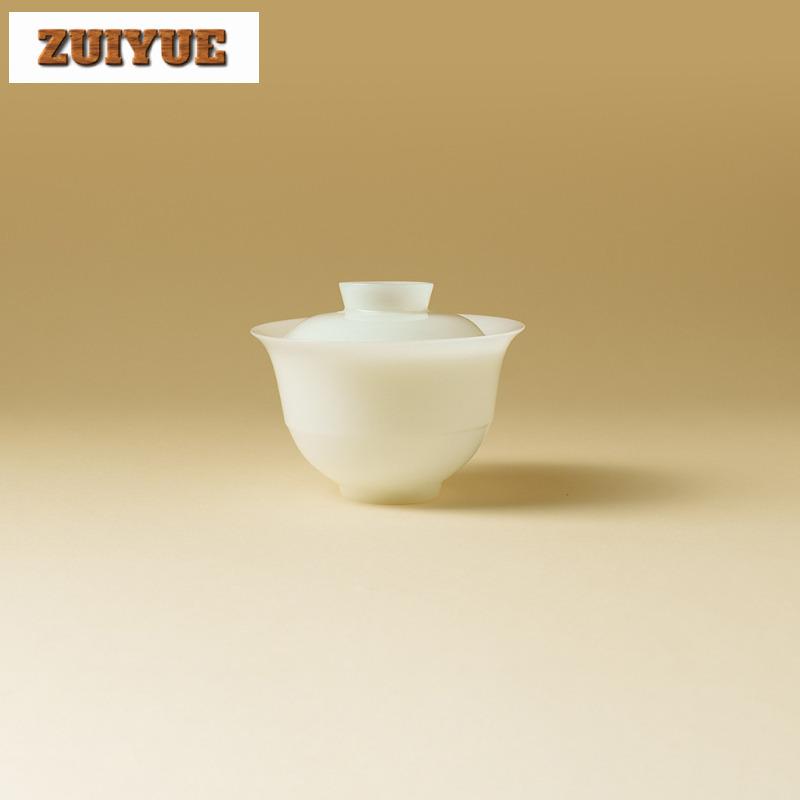 110ml Icy Jade Gaiwan Boutique Tea Tureen Household Tea Bowl With Lid Kit Tea Making Cover Bowl Tea Ceremony Accessories Craft