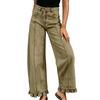 Jeans da donna a gamba dritta e larghi, design alla moda con bordo a fungo