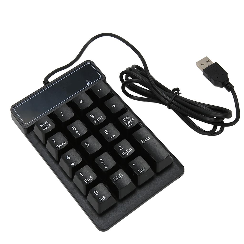 Kabelgebundener Ziffernblock Schwarz USB-Anschluss 19 U-förmige Tasten Plug and Play Kompakte numerische Tastatur für Laptop PC Desktop