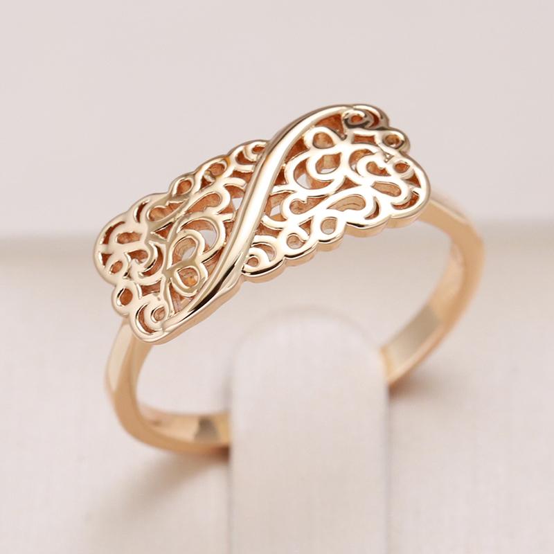 Rose Gold Color Boho Ring Fashion Ethnic Flower Ring For Women Elegant Vintage Wedding Daily Jewelry Gift