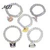 Bracelet Gift for Best Friends Iridescent Beaded Clear Faux Crystal Cute Cartoon Couple Bracelets Animal Charm Girls Transparent Bead